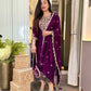 Designer Pakistani Long Chinon Silk Suit with Heavy Embroidery & Dupatta – Premium Party Wear Set
