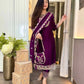 Designer Pakistani Long Chinon Silk Suit with Heavy Embroidery & Dupatta – Premium Party Wear Set