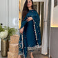 Designer Pakistani Long Chinon Silk Suit with Heavy Embroidery & Dupatta – Premium Party Wear Set