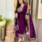 Designer Pakistani Long Chinon Silk Suit with Heavy Embroidery & Dupatta – Premium Party Wear Set