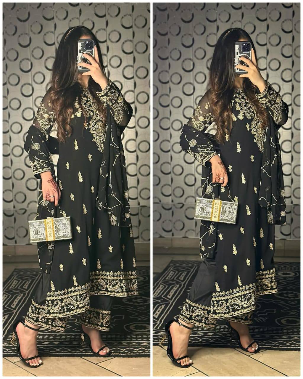 Premium Heavy Chinnon Silk Embroidered Suit Set With Dupatta – Party Wear Designer Collection