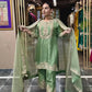Designer Chinnon Silk Embroidered Suit Set with Pant & Dupatta | Party Wear Collection