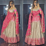 Premium Chinon Silk Heavy Embroidered Lehenga Set With Dupatta – Designer Party Wear (Fully Stitched Top)