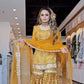 Designer Chinnon Silk Embroidered Sharara Suit with Net Dupatta – Premium Party Wear