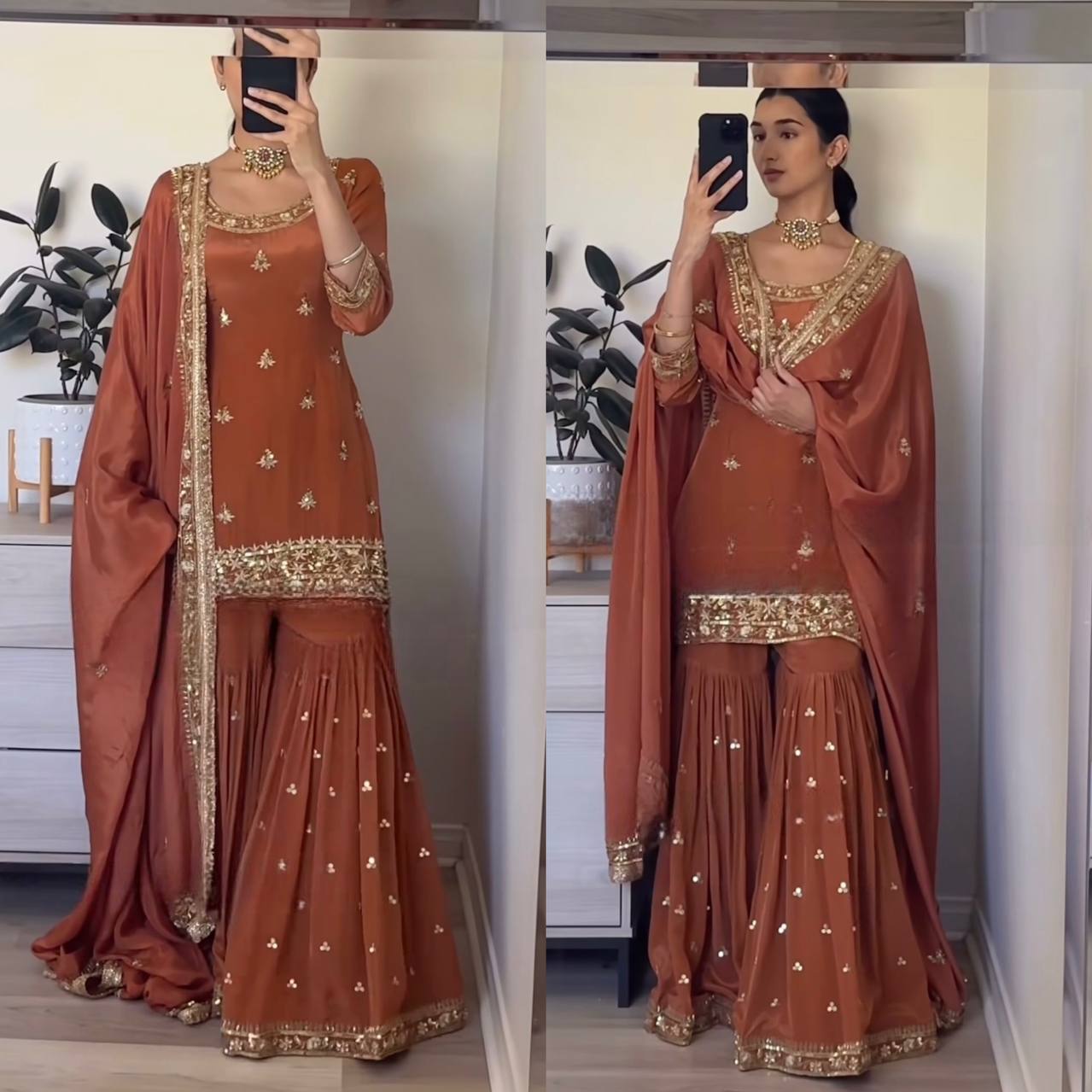 Designer Heavy Crepe Embroidered Sharara Palazzo Suit with Fancy Dupatta – Premium Party Wear