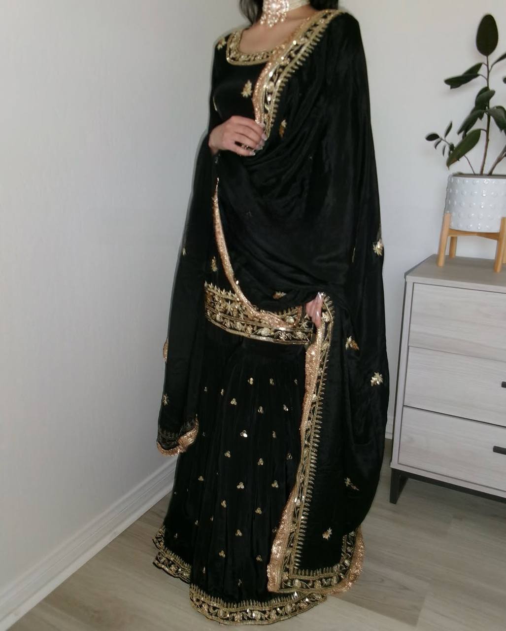 Designer Heavy Crepe Embroidered Sharara Palazzo Suit with Fancy Dupatta – Premium Party Wear