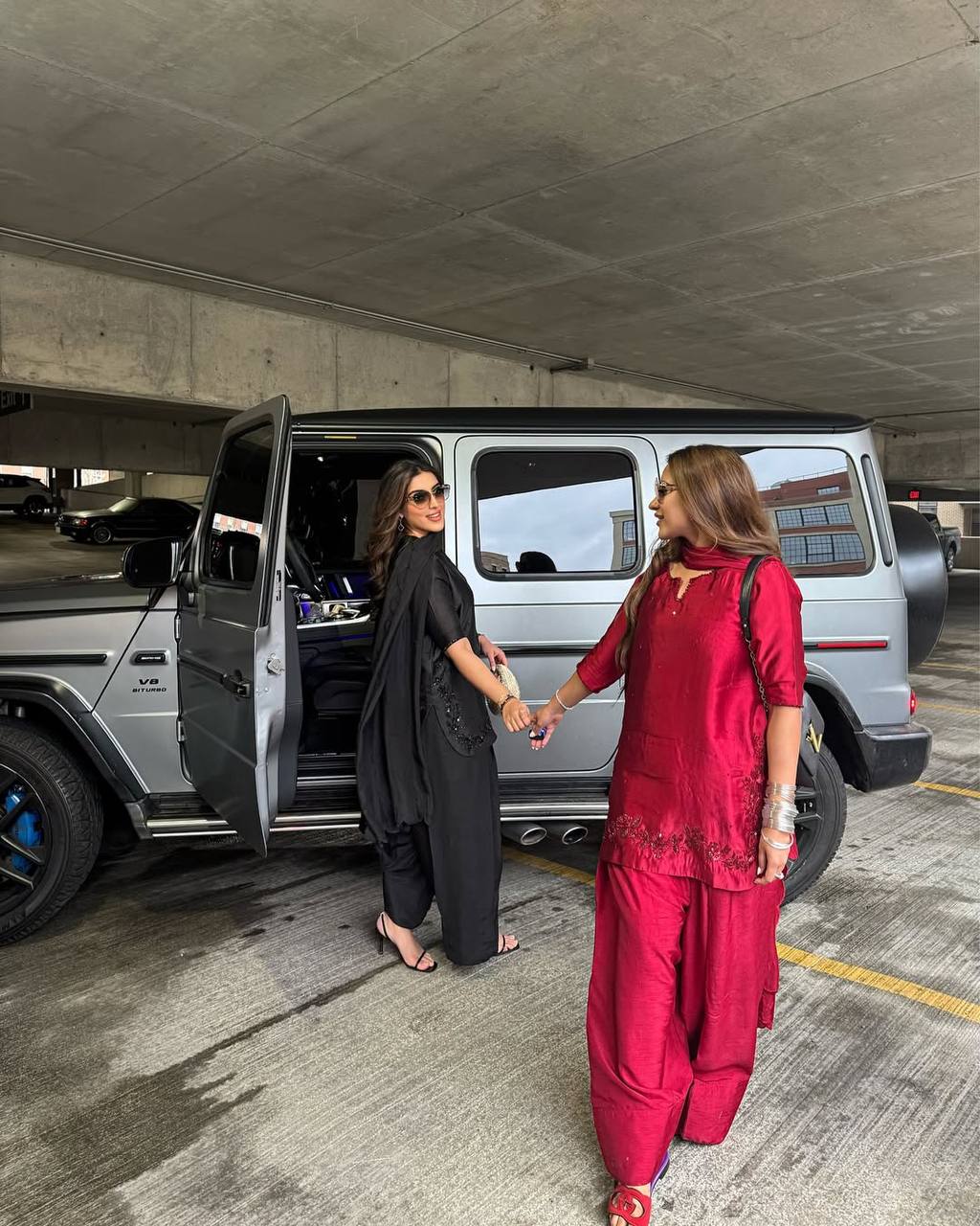 Designer Natural Crepe Silk Farshi Salwar Set with Handwork Top & Organza Dupatta