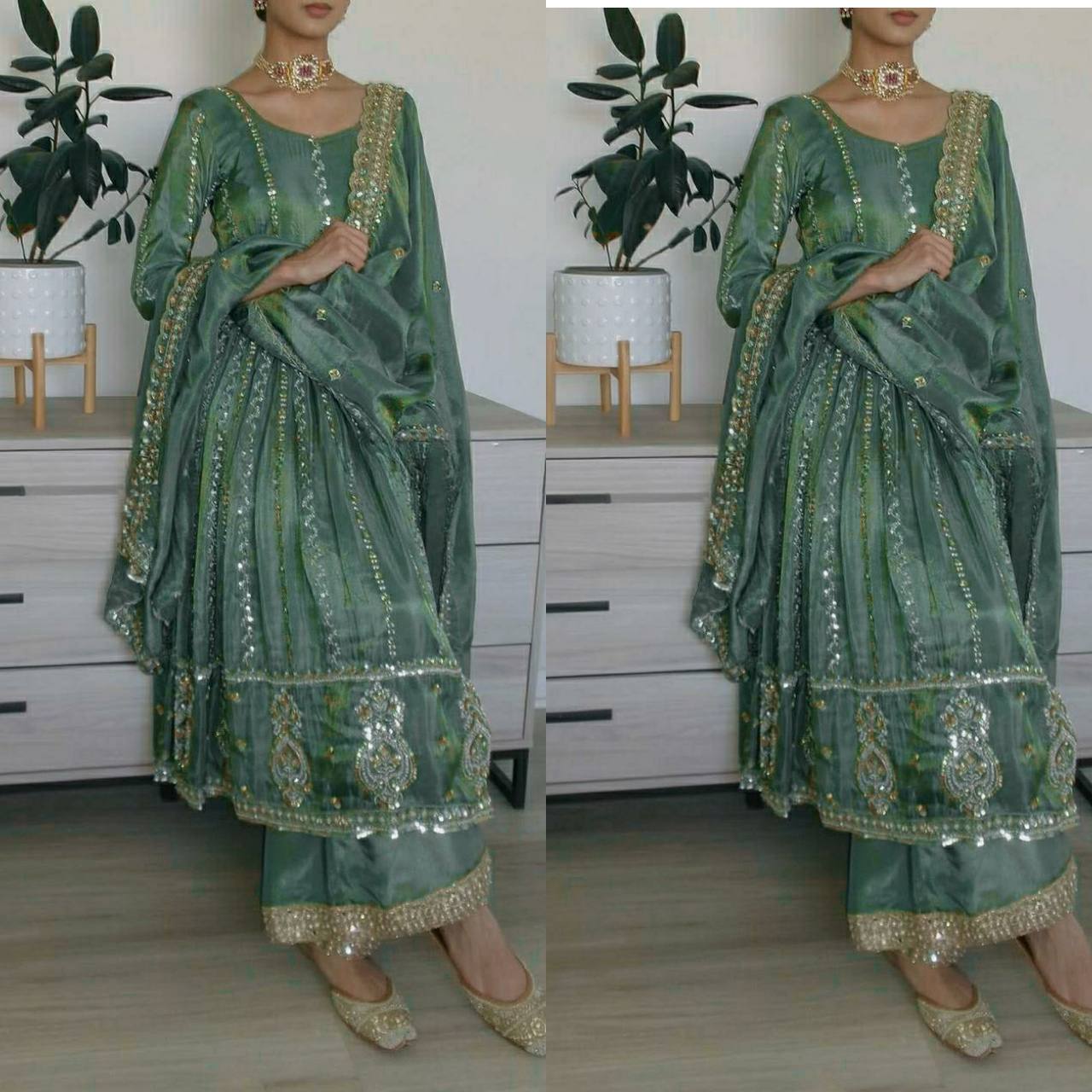 Designer Natural Crepe Embroidered Anarkali Suit with Dupatta – Premium Party Wear