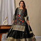 Designer Black Heavy Chinnon Silk Sharara Suit with Embroidery & Sequence Work | Party Wear Set