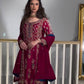 Designer Pakistani Party Wear Pure Chinnon Silk Suit with Pant & Dupatta – Heavy Sequence Embroidery