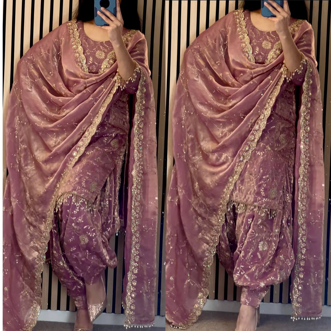 Premium Embroidered Pure Silk Patiala Suit Set With Dupatta – Fully Stitched