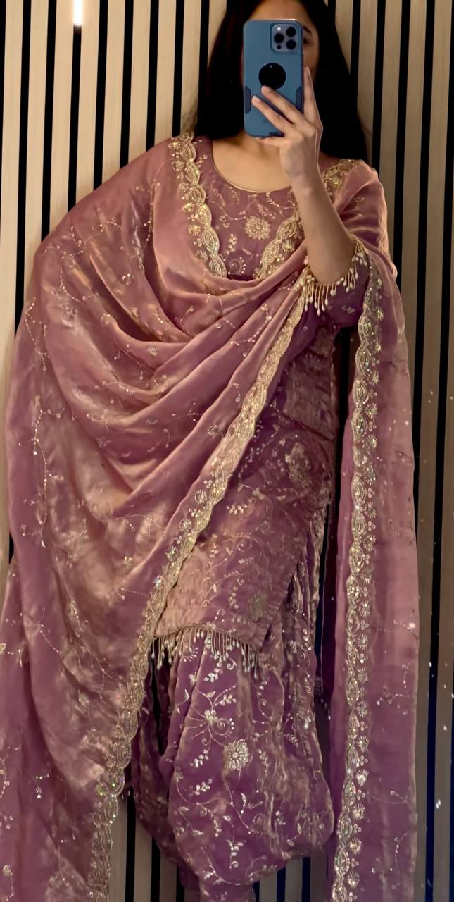 Premium Embroidered Pure Silk Patiala Suit Set With Dupatta – Fully Stitched