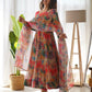 Tabby Organza Silk Kali Pattern Flared Gown with Canvas Patta Dupatta and Pant Set - Jaipuri Vastra
