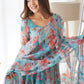 Tabby Organza Silk Kali Pattern Flared Gown with Canvas Patta Dupatta and Pant Set - Jaipuri Vastra