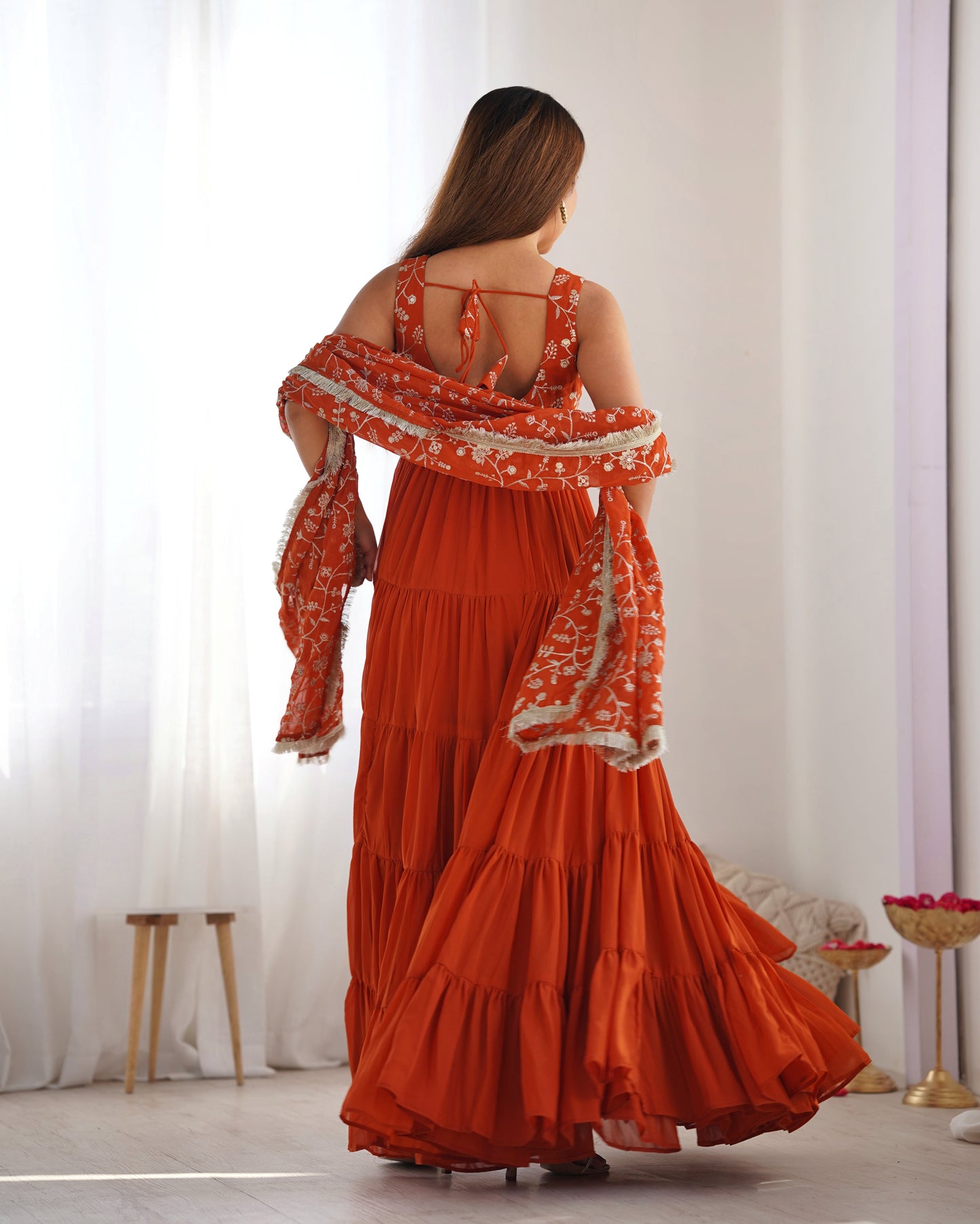 Pure Soft Fox Georgette Fully Flared Anarkali with Dupatta and Pant Set - Jaipuri Vastra