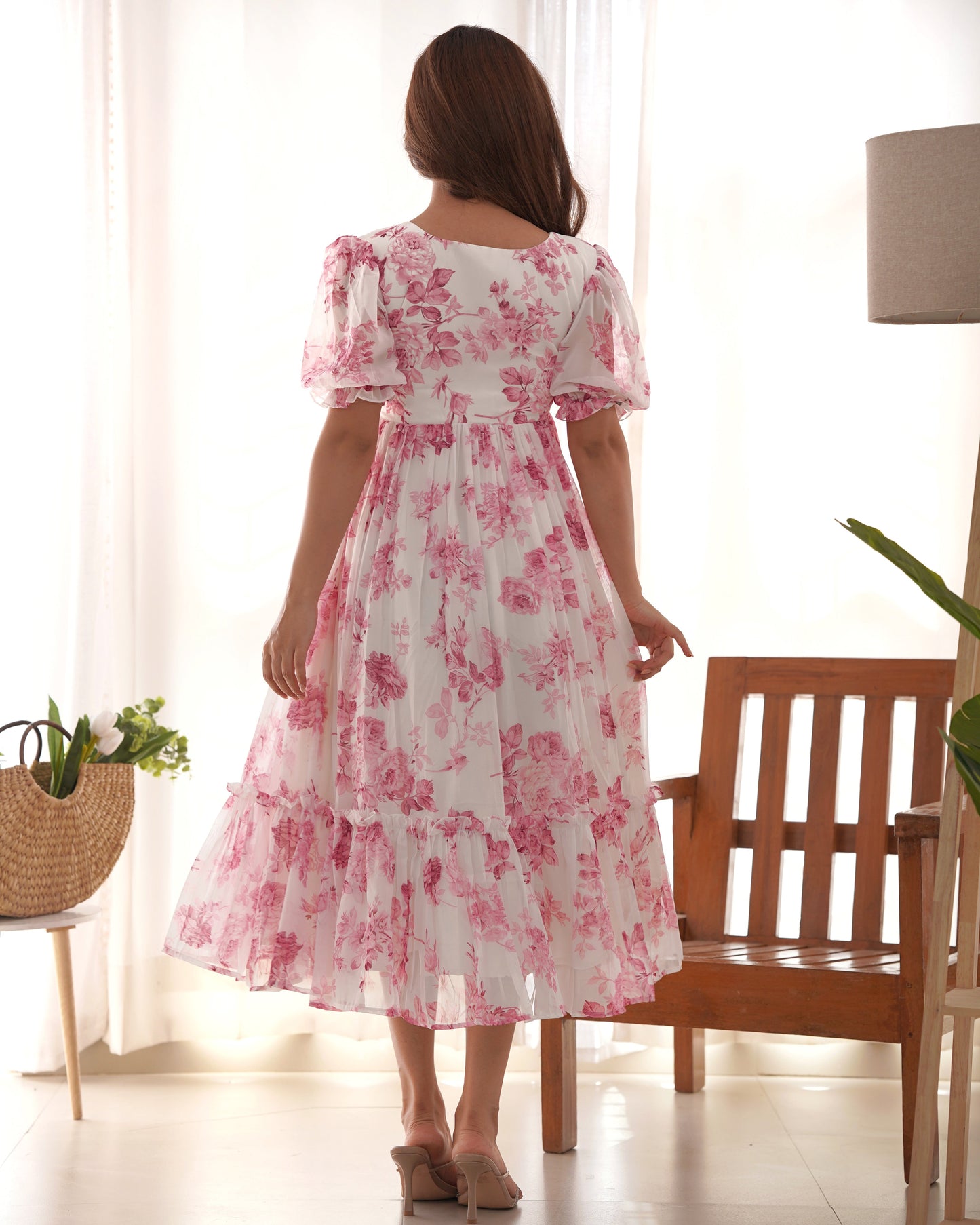 Soft Georgette Floral One-Piece Dress – Stitched & Ready to Wear - Jaipuri Vastra