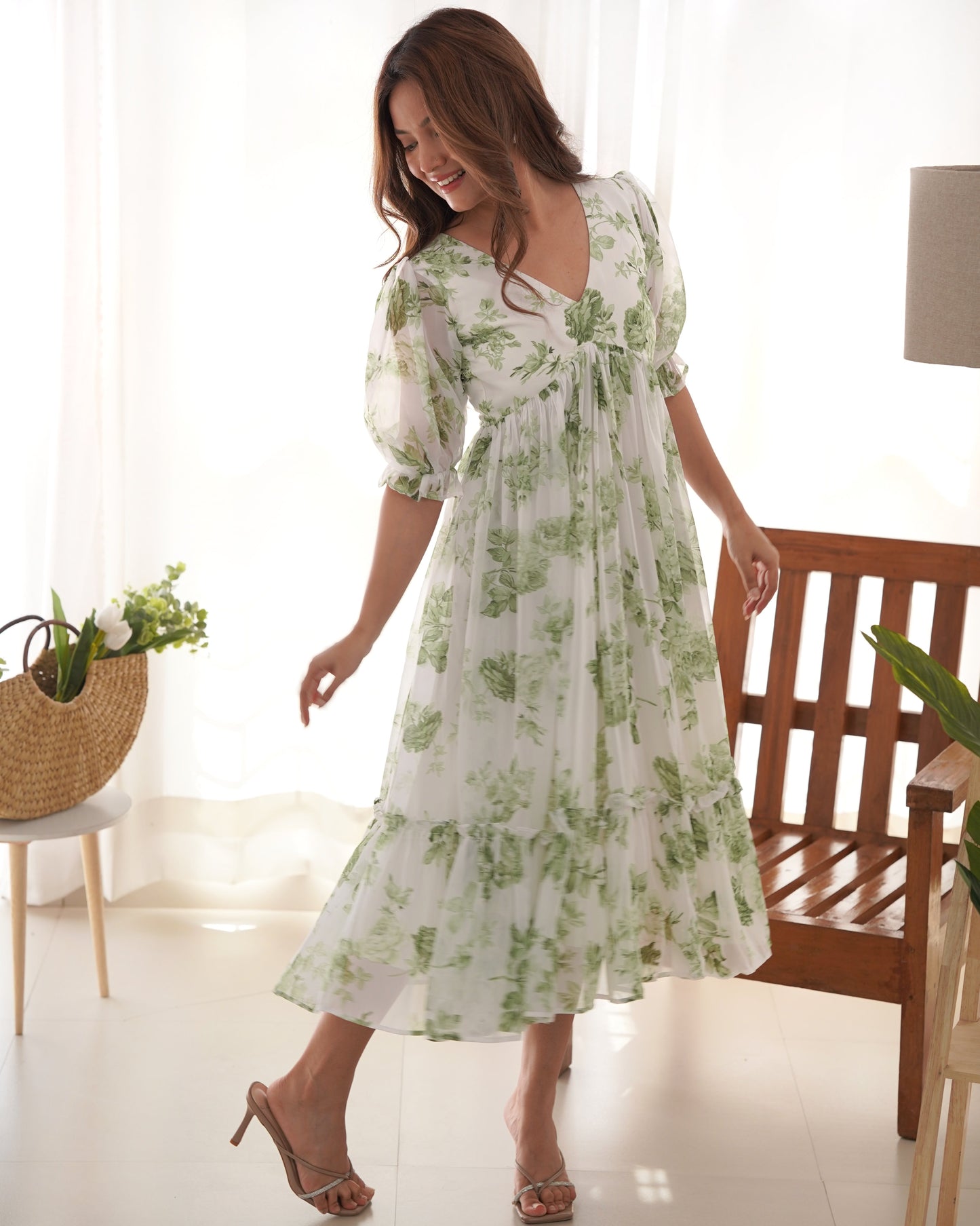 Soft Georgette Floral One-Piece Dress – Stitched & Ready to Wear - Jaipuri Vastra