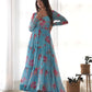 Designer Floral Anarkali in Pure Soft Fox Georgette Fully Flared and Ready to Wear - Jaipuri Vastra