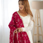 Pure Soft Vichitra Silk Fully Flared Kali Pattern Gown with Dupatta and Pant Set - Jaipuri Vastra