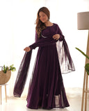 Pure Soft Fox Georgette 7 Meter Flared Anarkali with Dupatta and Pant Set - Jaipuri Vastra