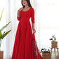 Heavy Fox Georgette Anarkali Gown Set with Stylish Yoke and Sleeves - Jaipuri Vastra