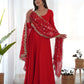 Heavy Fox Georgette Anarkali Gown Set with Stylish Yoke and Sleeves - Jaipuri Vastra