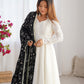 Pure Soft Vichitra Silk Fully Flared Kali Pattern Gown with Dupatta and Pant Set - Jaipuri Vastra