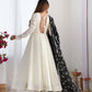 Pure Soft Vichitra Silk Fully Flared Kali Pattern Gown with Dupatta and Pant Set - Jaipuri Vastra