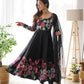 Designer Organza Silk Anarkali with Hand Embroidered Flower Work and Zipper Finish - Jaipuri Vastra