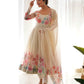 Designer Organza Silk Anarkali with Hand Embroidered Flower Work and Zipper Finish - Jaipuri Vastra