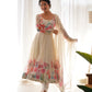 Designer Organza Silk Anarkali with Hand Embroidered Flower Work and Zipper Finish - Jaipuri Vastra
