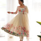 Designer Organza Silk Anarkali with Hand Embroidered Flower Work and Zipper Finish - Jaipuri Vastra