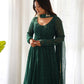 Fully Flared Laheriya Anarkali Suit Set in Pure Fox Georgette with Potli Button Detail - Jaipuri Vastra