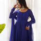 Fully Flared Laheriya Anarkali Suit Set in Pure Fox Georgette with Potli Button Detail - Jaipuri Vastra