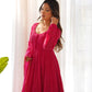 Fully Flared Laheriya Anarkali Suit Set in Pure Fox Georgette with Potli Button Detail - Jaipuri Vastra