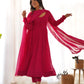 Fully Flared Laheriya Anarkali Suit Set in Pure Fox Georgette with Potli Button Detail - Jaipuri Vastra