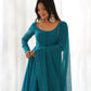 Fully Flared Laheriya Anarkali Suit Set in Pure Fox Georgette with Potli Button Detail - Jaipuri Vastra