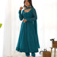 Fully Flared Laheriya Anarkali Suit Set in Pure Fox Georgette with Potli Button Detail - Jaipuri Vastra