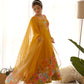 Designer Organza Silk Anarkali with Hand Embroidered Flower Work and Zipper Finish - Jaipuri Vastra