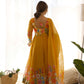 Designer Organza Silk Anarkali with Hand Embroidered Flower Work and Zipper Finish - Jaipuri Vastra