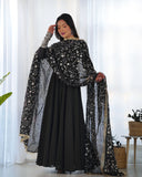 Heavy Fox Georgette Anarkali Gown Set with Stylish Yoke and Sleeves - Jaipuri Vastra
