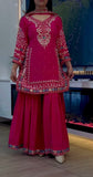 Premium Heavy Chinon Embroidered Sharara Suit – Designer Party Wear (Pink)