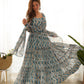 Pure Soft Fox Georgette Zigzag Print Fully Flared Anarkali with Dupatta and Pant Set - Jaipuri Vastra