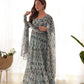 Pure Soft Fox Georgette Zigzag Print Fully Flared Anarkali with Dupatta and Pant Set - Jaipuri Vastra