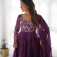 Designer Organza Anarkali with Canvas Border and Complete Flair - Jaipuri Vastra