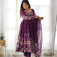 Designer Organza Anarkali with Canvas Border and Complete Flair - Jaipuri Vastra