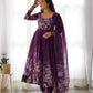 Designer Organza Anarkali with Canvas Border and Complete Flair - Jaipuri Vastra