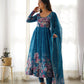 Designer Organza Anarkali with Canvas Border and Complete Flair - Jaipuri Vastra
