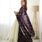 Pure Soft Vichitra Silk Fully Flared Kali Pattern Gown with Dupatta and Pant Set - Jaipuri Vastra