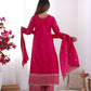 Designer Embroidered Chinon Silk Kurta with Zari and Sequence Work, Paired with Trousers and Dupatta - Jaipuri Vastra